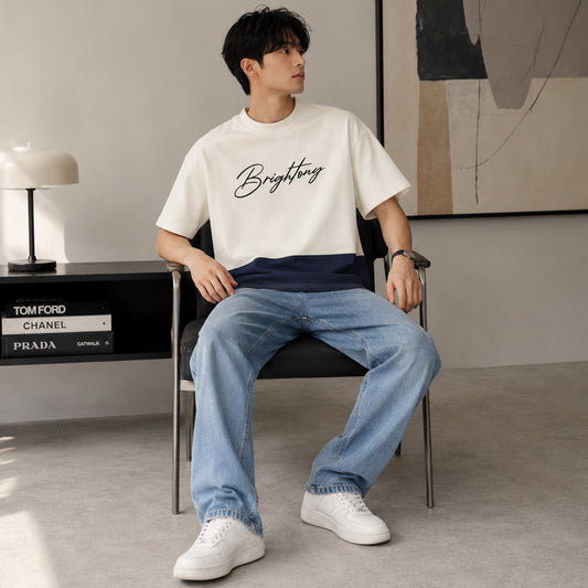 HYYPE White Brightong Contrast Panel T-Shirt