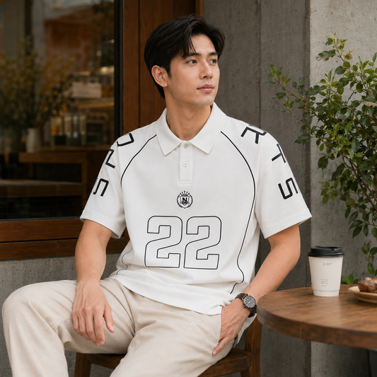 HYYPE White Number Print Polo T-Shirt