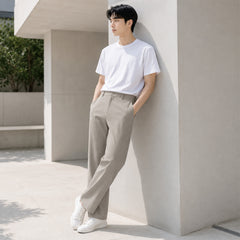 HYYPE Grey Korean Straight Fit Tailored Trouser