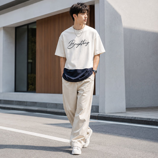 HYYPE White Brightong Contrast Panel T-Shirt