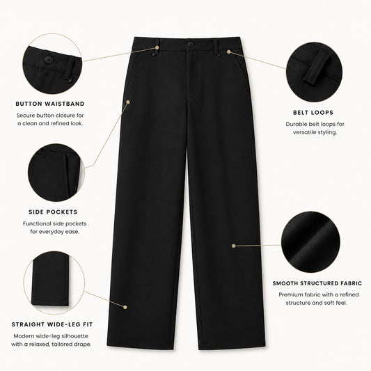 HYYPE Black Korean Straight Fit Tailored Trouser