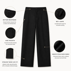 HYYPE Black Korean Straight Fit Tailored Trouser