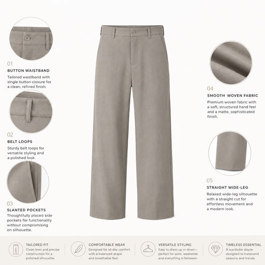HYYPE Grey Korean Straight Fit Tailored Trouser