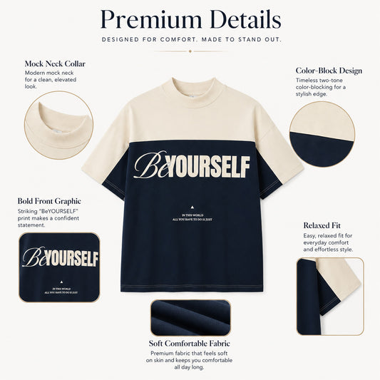 HYYPE Navy Blue Be Yourself Oversized T-Shirt