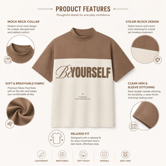 HYYPE Beige Be Yourself Oversized T-Shirt