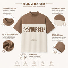 HYYPE Beige Be Yourself Oversized T-Shirt