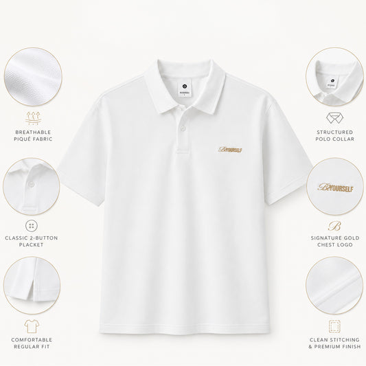 HYYPE White Be Yourself Embroidered Polo T-Shirt