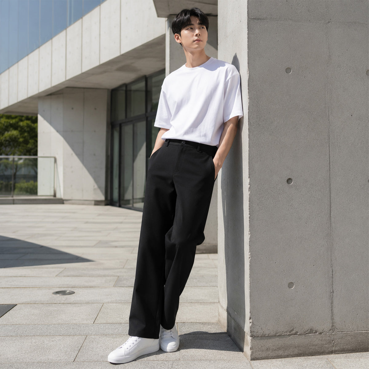HYYPE Black Korean Straight Fit Tailored Trouser