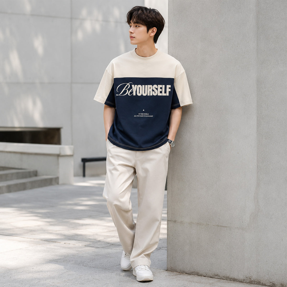 HYYPE Navy Blue Be Yourself Oversized T-Shirt
