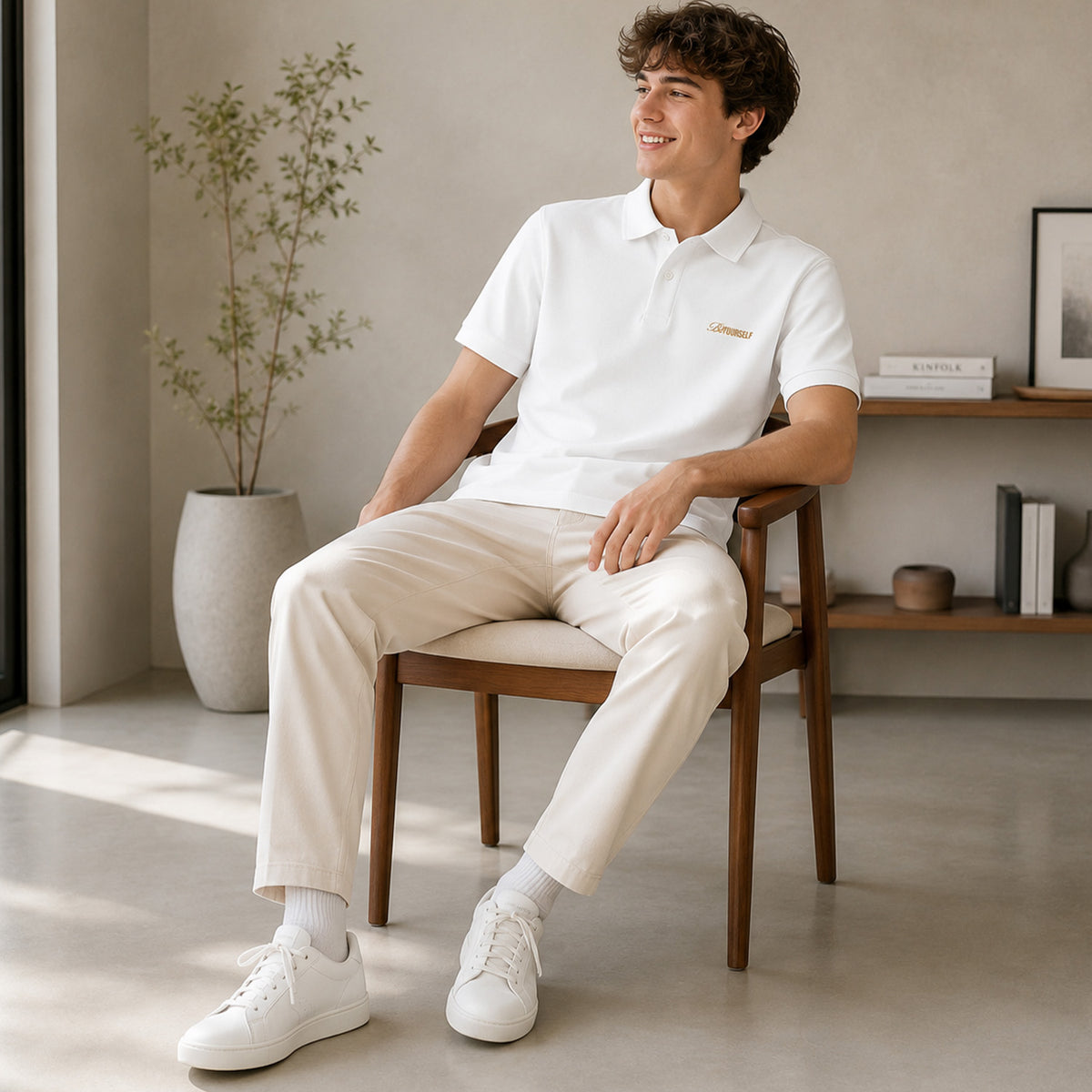 HYYPE White Be Yourself Embroidered Polo T-Shirt