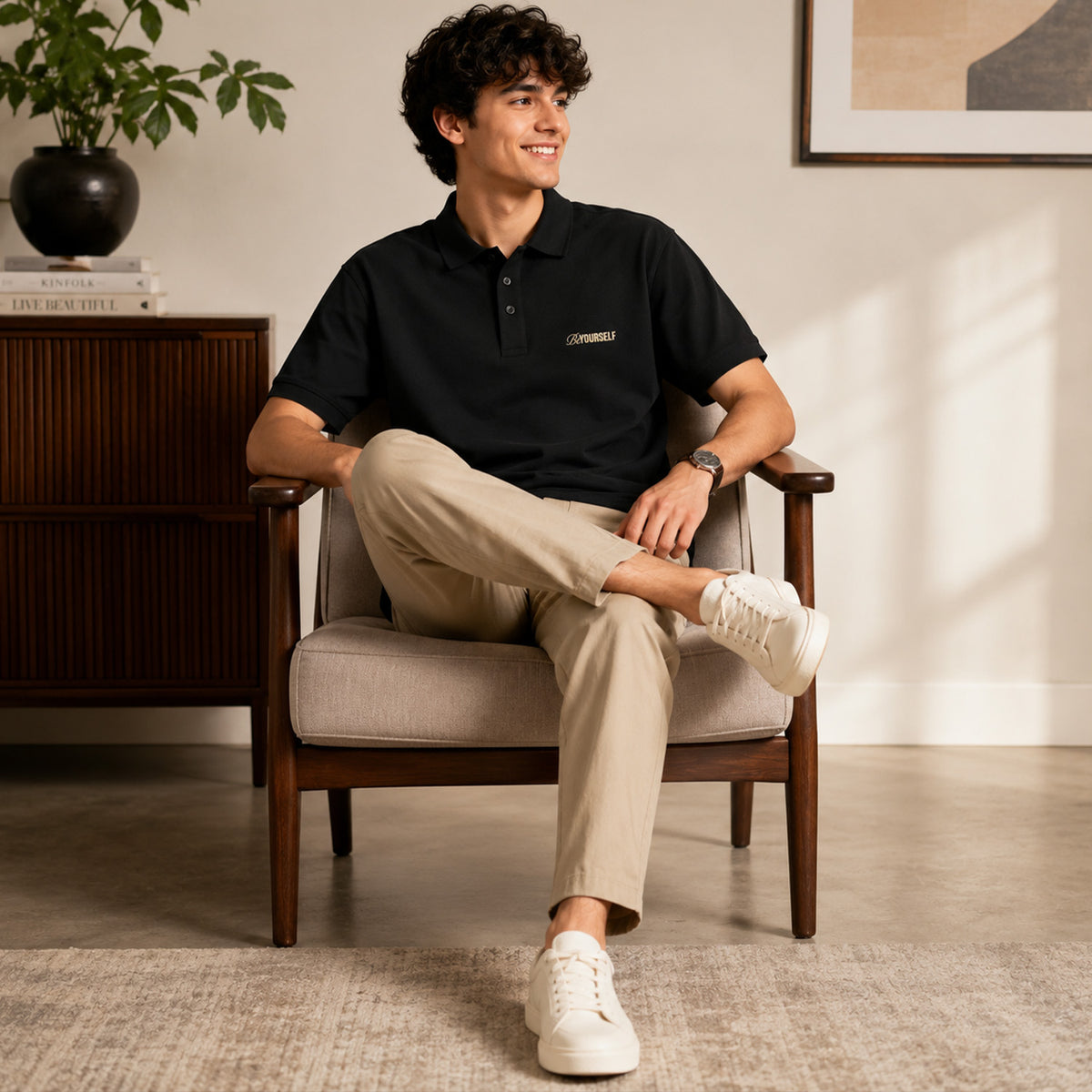 HYYPE Black Be Yourself Embroidered Polo T-Shirt