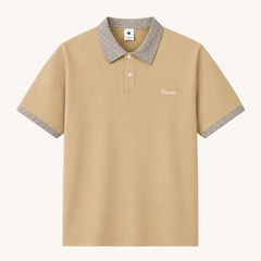 HYYPE Beige Checked Collar Polo T-Shirt