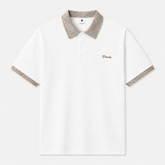 HYYPE White Checked Collar Polo T-Shirt