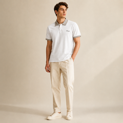 HYYPE White Checked Collar Polo T-Shirt