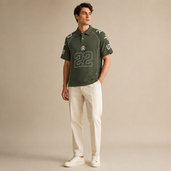 HYYPE Olive Green Number Print Polo T-Shirt