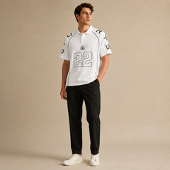 HYYPE White Number Print Polo T-Shirt