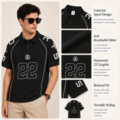 HYYPE Black Number Print Polo T-Shirt