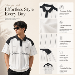 HYYPE White Pinstripe Contrast Collar Polo T-Shirt