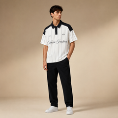 HYYPE White Pinstripe Contrast Collar Polo T-Shirt