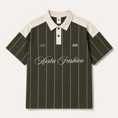 HYYPE Olive Green Pinstripe Contrast Collar Polo T-Shirt