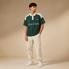 HYYPE Olive Green Pinstripe Contrast Collar Polo T-Shirt
