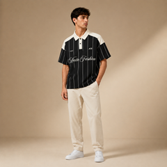 HYYPE Black Pinstripe Contrast Collar Polo T-Shirt