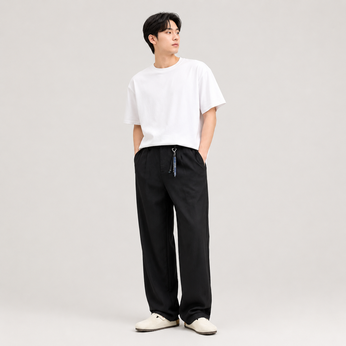 HYYPE Black Korean Loose Fit Trouser