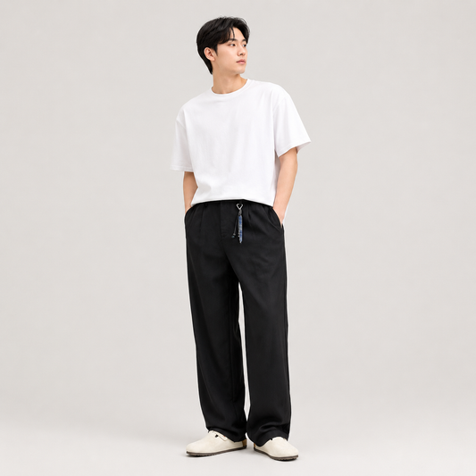 HYYPE Black Korean Loose Fit Trouser