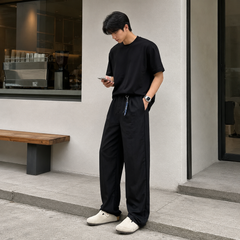 HYYPE Black Korean Loose Fit Trouser