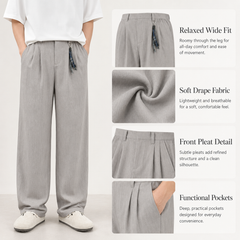 HYYPE Grey Korean Loose Fit Trouser