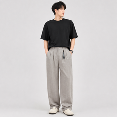 HYYPE Grey Korean Loose Fit Trouser